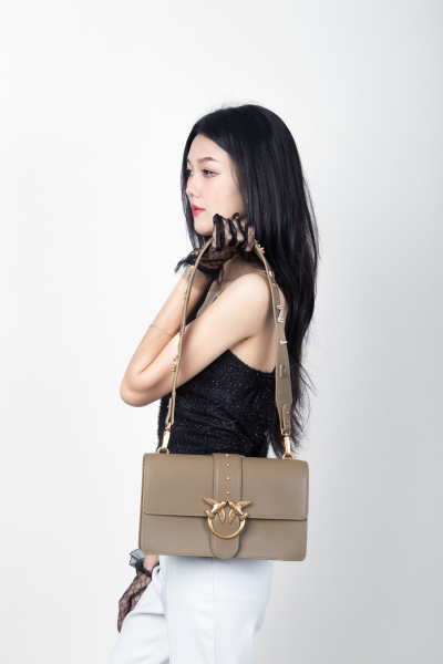 Pinko LOVE ONE MINI VITELLO SETA - Across body bag - beige