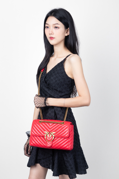 Pinko love classic shoulder crossbody nude