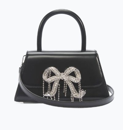 Self-portrait Black Leather Mini Crystal Bow Bag