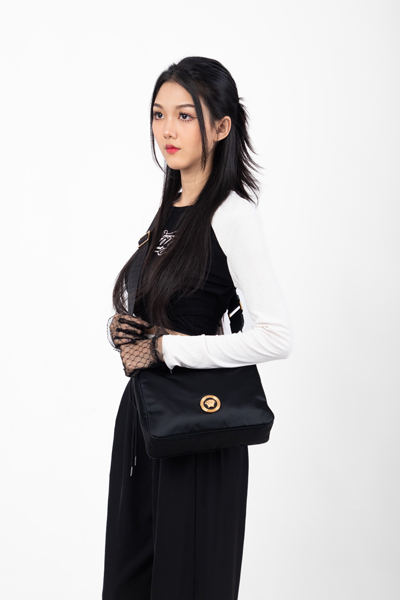 VERSACE Nylon Bag Black MM size