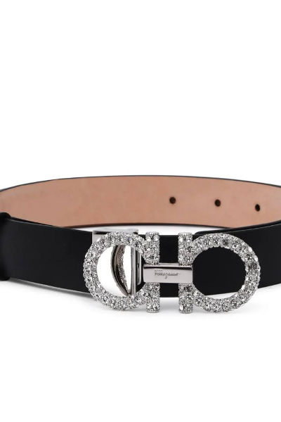 Ferragamo Embellished Gancini Buckle Belt Black