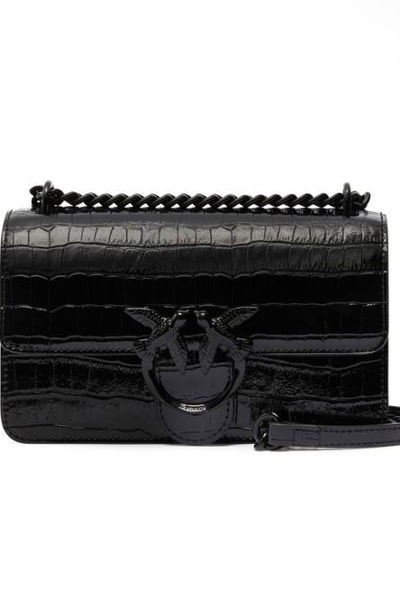 PINKO Crocodile Love Bag all-black patent crossbody Black