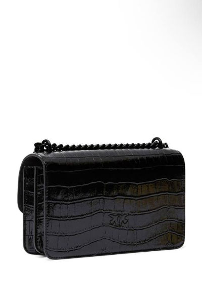 PINKO Crocodile Love Bag all-black patent crossbody Black