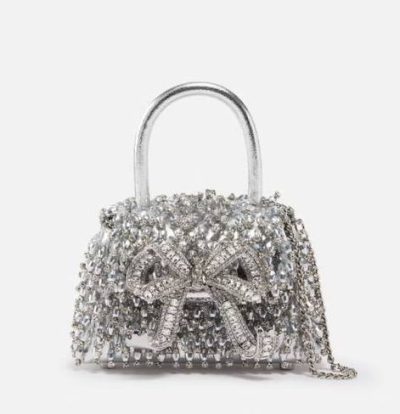 Self-Portrait Embellished Micro Bow Leather Bag