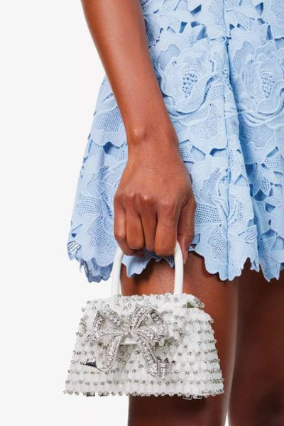 Self-portrait White Micro Bow Embroidery Top Handle Bag