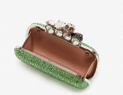 Alexander Mc Queen omen’s Knuckle Clutch in Acid Green