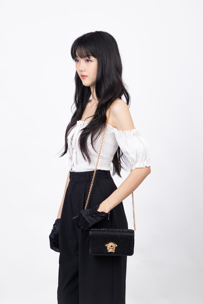 Versace WOC Black crystal Silk handbag