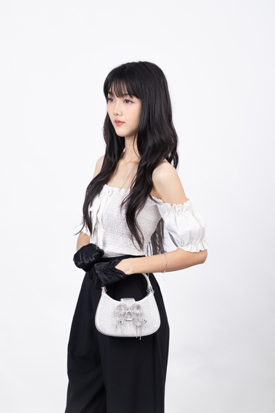 SELF-PORTRAIT Bow-embellished woven top-handle bag