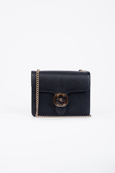 Gucci Interlocking GG Black Leather Small Bag