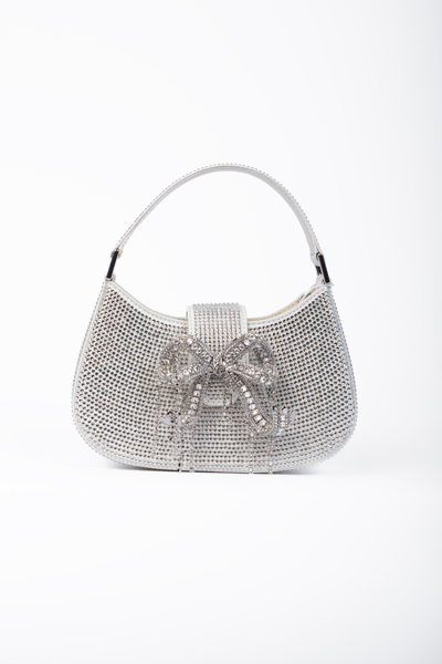 SELF-PORTRAIT Bow-embellished woven top-handle bag