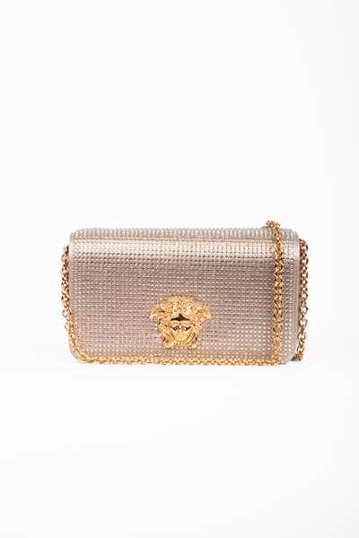 VERSACE Rose Gold WOC Crystal Silk handbag