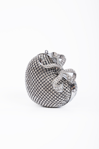 Self Portrait Silver Crystal Heart Clutch