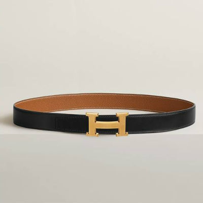 Hermes 32 mm Guillochee belt buckle & Reversible leather strap