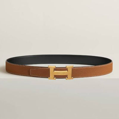 Hermes 32 mm Guillochee belt buckle & Reversible leather strap