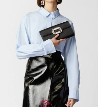 Rogger Vivier Sexy Choc Clutch in satin