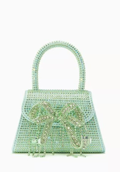 SELF-PORTRAIT Micro Bow Bag in Rhinestone-studded Satin