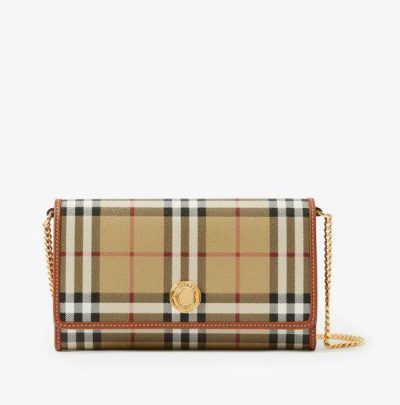 Burberry Check Chain Strap Wallet
