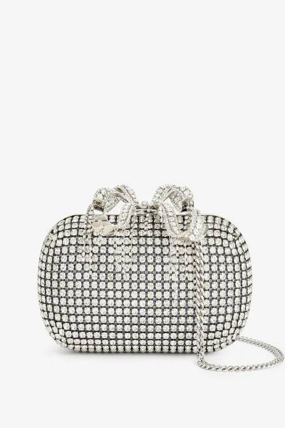 SELF PORTRAIT Bow-Embellished Woven Clutch Bag