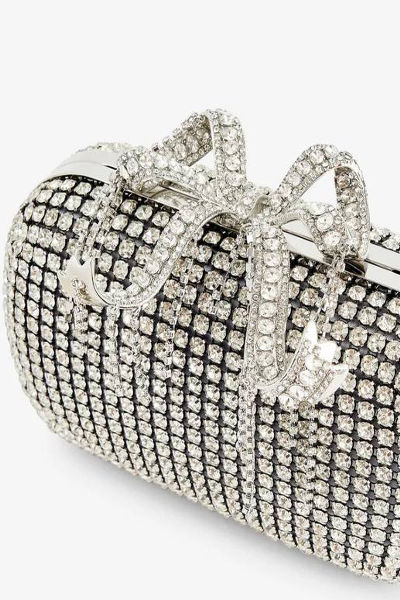SELF PORTRAIT Bow-Embellished Woven Clutch Bag