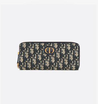 Dior 30 Montaigne Voyageur Slim Wallet Blue Dior Oblique Jacquard