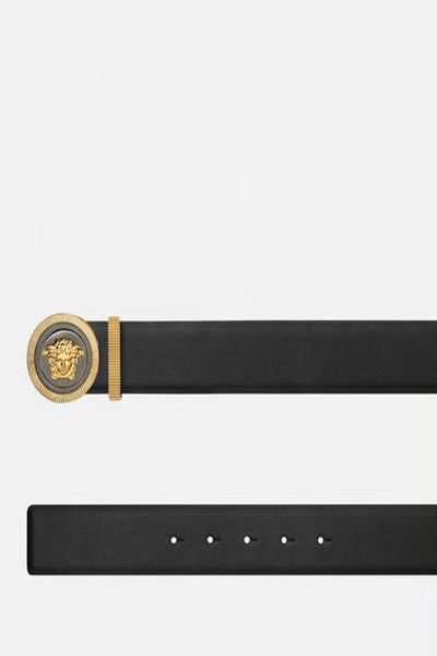 VERSACE MEDUSA BIGGIE ENAMEL LEATHER BELT