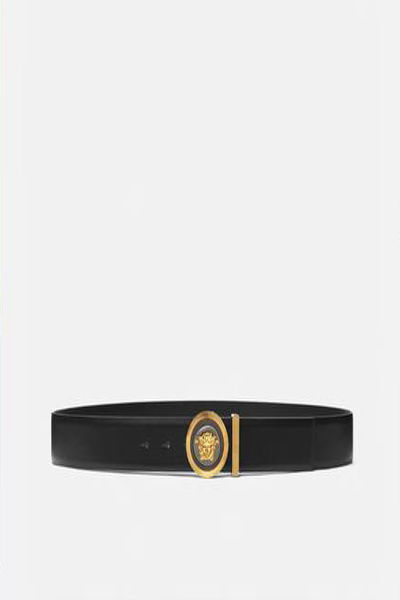 VERSACE MEDUSA BIGGIE ENAMEL LEATHER BELT