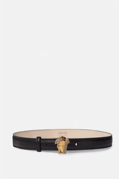 VERSACE CRYSTAL LA MEDUSA LEATHER BELT