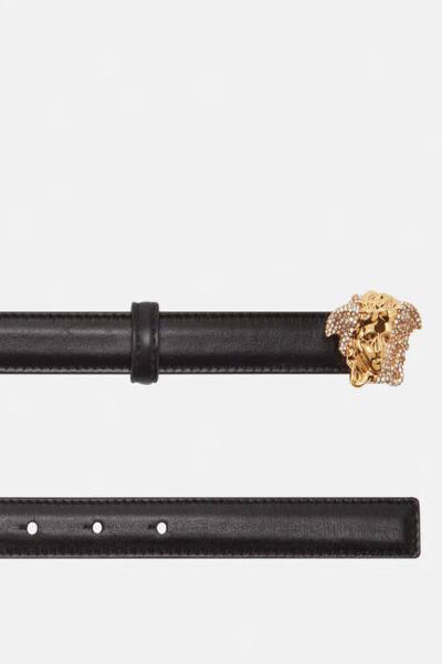 VERSACE CRYSTAL LA MEDUSA LEATHER BELT