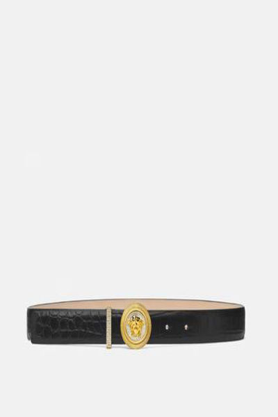 VERSACE MEDUSA BIGGIE CROC-EFFECT BELT