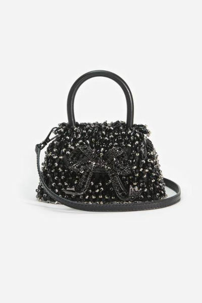 Self Portrait Black Embellished Micro Bow Bag