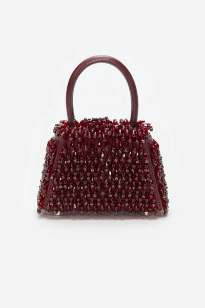 SELFPORTRAIT MICRO  BURGUNDY EMBELLISHED BOW BAG