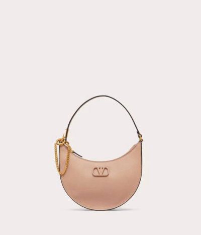 VALENTINO MINI VLOGO SIGNATURE GRAINY CALFSKIN HOBO BAG