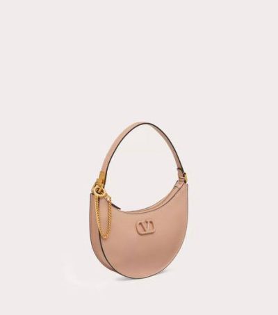 VALENTINO MINI VLOGO SIGNATURE GRAINY CALFSKIN HOBO BAG