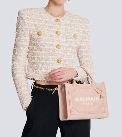 BALMAIN Small suede B-Army tote bag