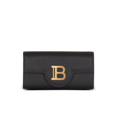 BALMAIN B-Buzz Wallet On Chain in grained leather