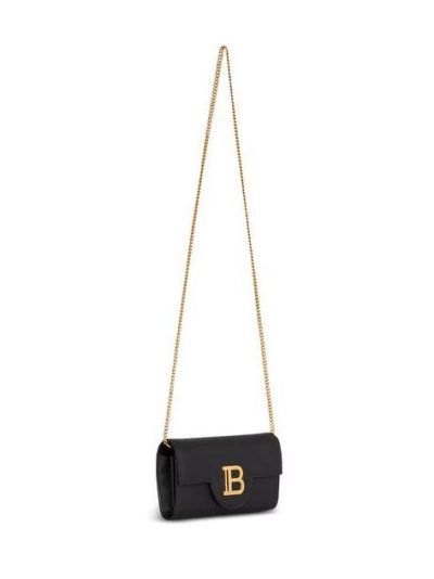 BALMAIN B-Buzz Wallet On Chain in grained leather