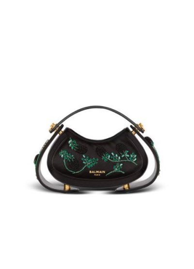 BALMAIN Small Jolie Madame bag in Blackberry-embroidered satin