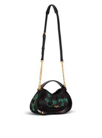 BALMAIN Small Jolie Madame bag in Blackberry-embroidered satin
