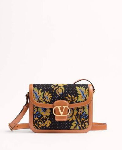 VALENTINO GARAVANI 9TO5 JACQUARD SHOULDER BAG WITH FLORAL PATTERN