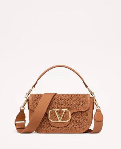 VALENTINO GARAVANI ALLTIME WOVEN LEATHER SHOULDER BAG