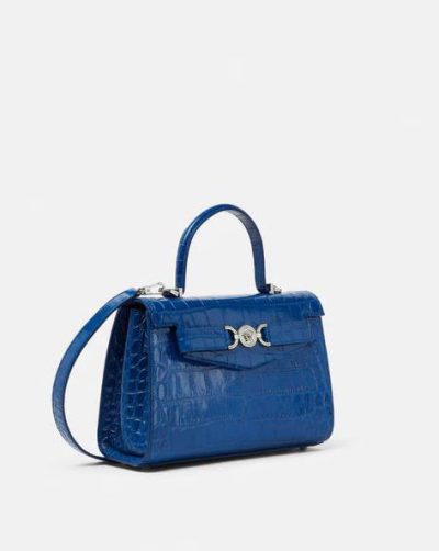 VERSACE CROC-EFFECT MEDUSA '95 SMALL HANDBAG