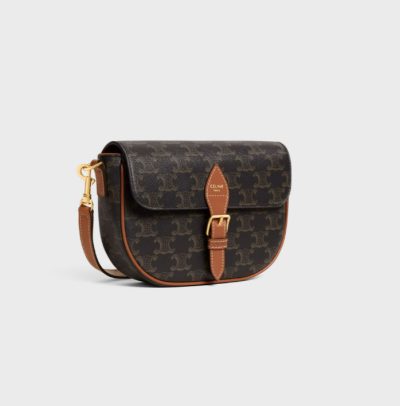 Celine FOLCO SHOULDER BAG IN Triomphe Canvas and Calfskin