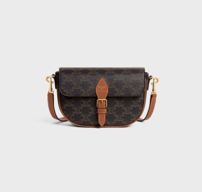 Celine FOLCO SHOULDER BAG IN Triomphe Canvas and Calfskin