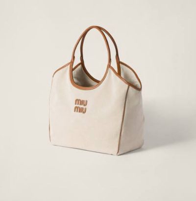 Miu Miu IVY canvas and leather tote bag