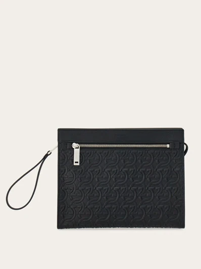 Ferragamo Embossed Gancini pouch