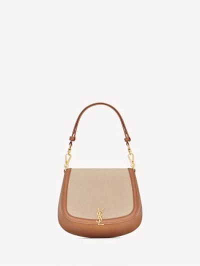SAINT LAURENT MINI VOLTAIRE TOP HANDLE BAG IN CANVAS