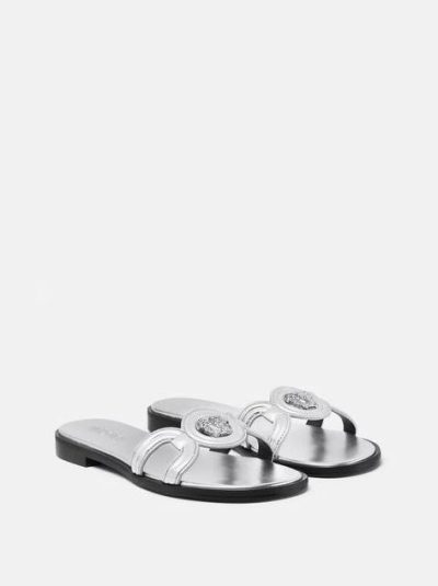 VERSACE MEDUSA '95 METALLIC FLAT SANDALS