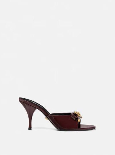 VERSACE OPERA BOW PATENT MULES 85 MM