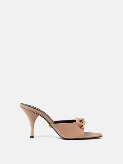 VERSACE OPERA BOW PATENT MULES 85 MM