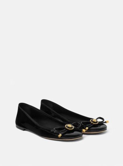 VERSACE OPERA BOW PATENT BALLERINAS